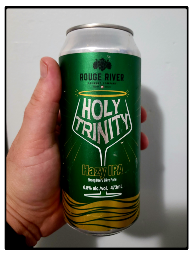 Can of beer with the label Holy Trinity